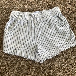 Old Navy Girls Blue/White Vertical Stripe Linen Shorts Size 8/M